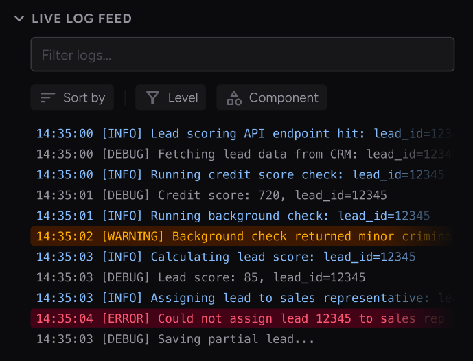 Example log feed